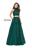 Picture of: Long Lace A-line Two Piece Prom Dress with Cut Outs in Hunter Green, Style: 26103, Detail Picture 1