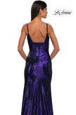 Picture of: Brushed Metallic Jersey Simple Prom Dress with Ruching in Indigo, Style: 32812, Detail Picture 14