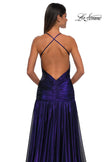 Picture of: Beautiful Long Metallic Net Jersey Gown with Flattering Ruching in Indigo, Style: 32887, Detail Picture 15