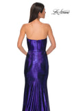 Picture of: Strapless Draped Neckline Prom Dress in Metallic Jersey in Indigo , Style 32828, Detail Picture 19
