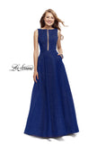 Picture of: High Neck Sparkling A-line Dress with Strappy Open Back in Indigo, Style: 25895, Detail Picture 2