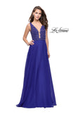 Picture of: A-Line Prom Gown with Chiffon Skirt and Beaded Bodice in Indigo, Style: 26053, Detail Picture 3