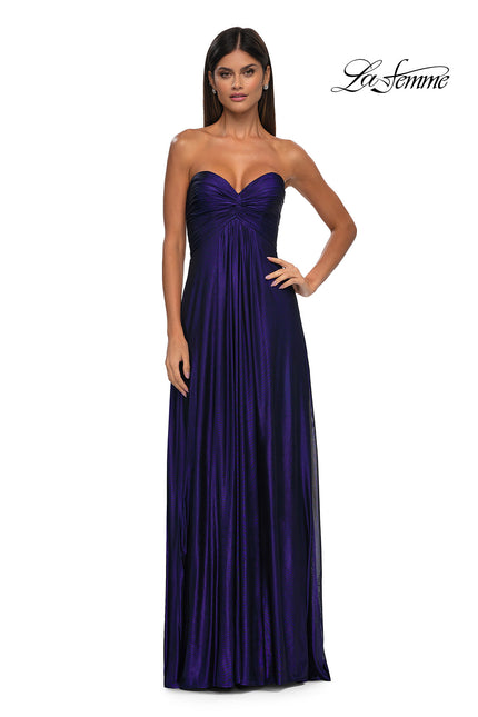 Picture of: Strapless Metallic Prom Dress with Knot Detail in Indigo , Style: 33047, Detail Picture 3