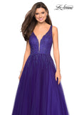 Picture of: A-Line Prom Dress with Rhinestones and Deep V Back in Indigo, Style: 27688, Detail Picture 5