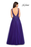 Picture of: A-Line Prom Dress with Rhinestones and Deep V Back in Indigo, Style: 27688, Detail Picture 6