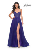 Picture of: Beautiful Rhinestone Beaded Illusion Top Tulle Prom Dress in Blue, Style: 32020, Detail Picture 6