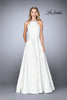 Picture of: Gathered Halter Neck Dress with Patterned A-line Skirt in Ivory, Style: 24888, Detail Picture 1