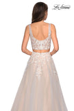 Picture of: Two Piece Tulle Dress with Cascading Applique Detail in Ivory/Nude, Style: 27635, Detail Picture 2