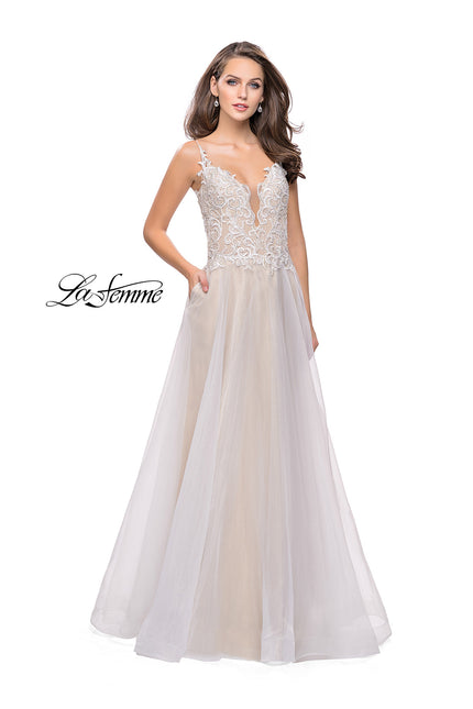 Picture of: A-line Ball Gown with Organza Skirt and Beaded Bodice in Ivory, Style: 25701, Main Picture
