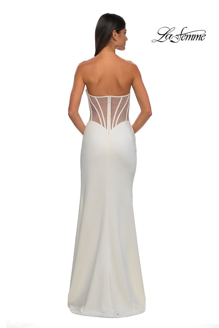 Picture of: Chic Jersey Dress with Asymmetrical Neckline and Sheer Back in Ivory, Style: 32849, Detail Picture 10