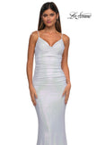 Picture of: Gorgeous Metallic Prom Dress with Ruching and Illusion Back in Ivory, Style: 33034, Detail Picture 13