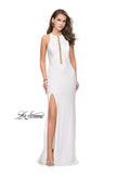 Picture of: Long Jersey Dress with High Neckline and Side Leg Slit in Ivory, Style: 25477, Detail Picture 2
