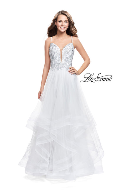 Picture of: Ball Gown with Tulle Skirt and Lace Beading in Ivory, Style: 25762, Detail Picture 2