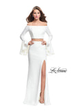 Picture of: Off the Shoulder Two Piece Dress with Flared Sleeves in Ivory, Style: 25261, Detail Picture 3