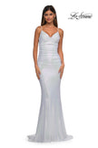 Picture of: Gorgeous Metallic Prom Dress with Ruching and Illusion Back in Ivory, Style: 33034, Detail Picture 7
