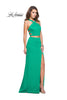 Picture of: Halter Two Piece Satin Prom Dress with Caged Back in Jade, Style: 26171, Detail Picture 1