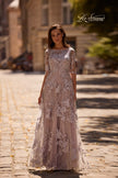 Picture of: Cap Sleeve Long Evening Gown with Lace Detailing, Style: 27854, Main Picture