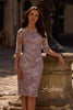 Picture of: Tea Length Lace Gown with Three Quarter Sleeves, Style: 27895, Main Picture