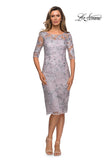 Picture of: Tea Length Lace Gown with Three Quarter Sleeves, Style: 27895, Detail Picture 3