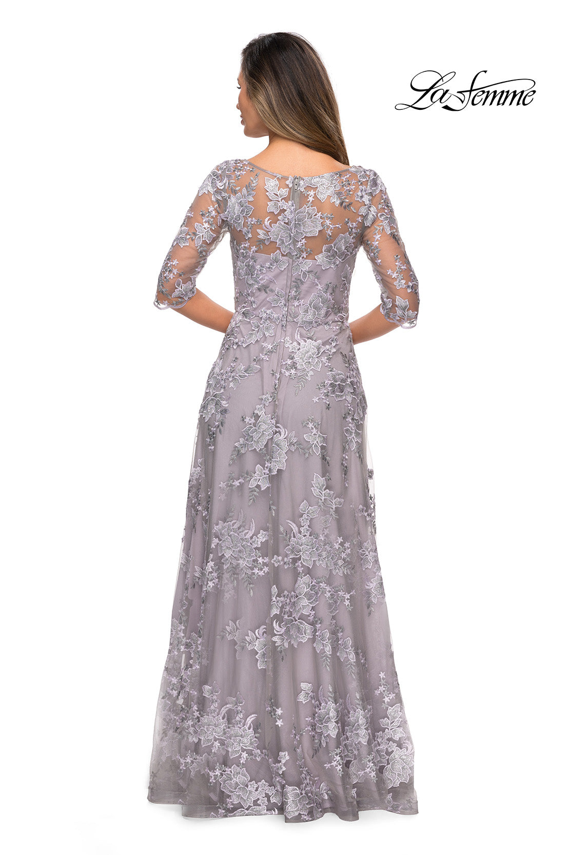 Picture of: Cap Sleeve Long Evening Gown with Lace Detailing, Style: 27854, Detail Picture 4