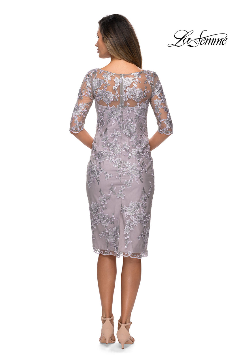 Picture of: Tea Length Lace Gown with Three Quarter Sleeves, Style: 27895, Detail Picture 4