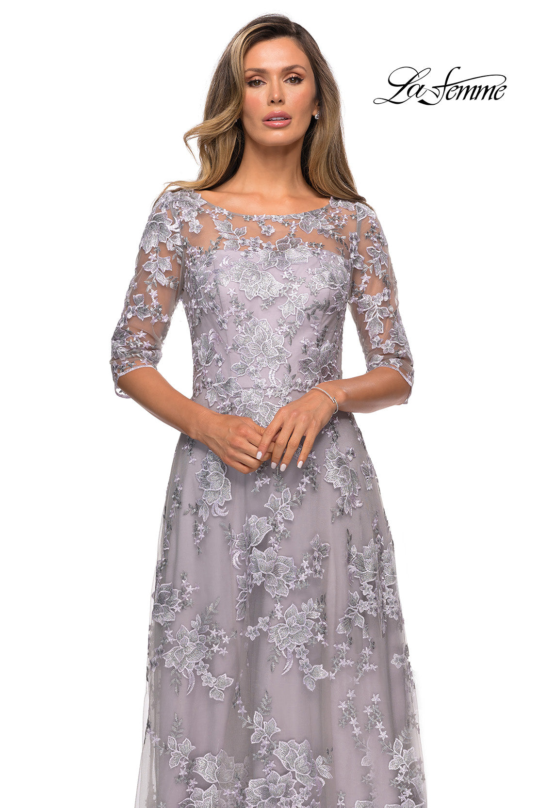 Picture of: Cap Sleeve Long Evening Gown with Lace Detailing, Style: 27854, Detail Picture 5