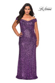 Picture of: Off The Shoulder Sequin Plus Size Prom Dress in Lavender, Style: 28795, Main Picture