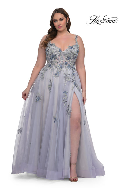 Picture of: Lavender A-Line Plus Size Prom Dress with Lace in Lavender , Style: 32412, Main Picture