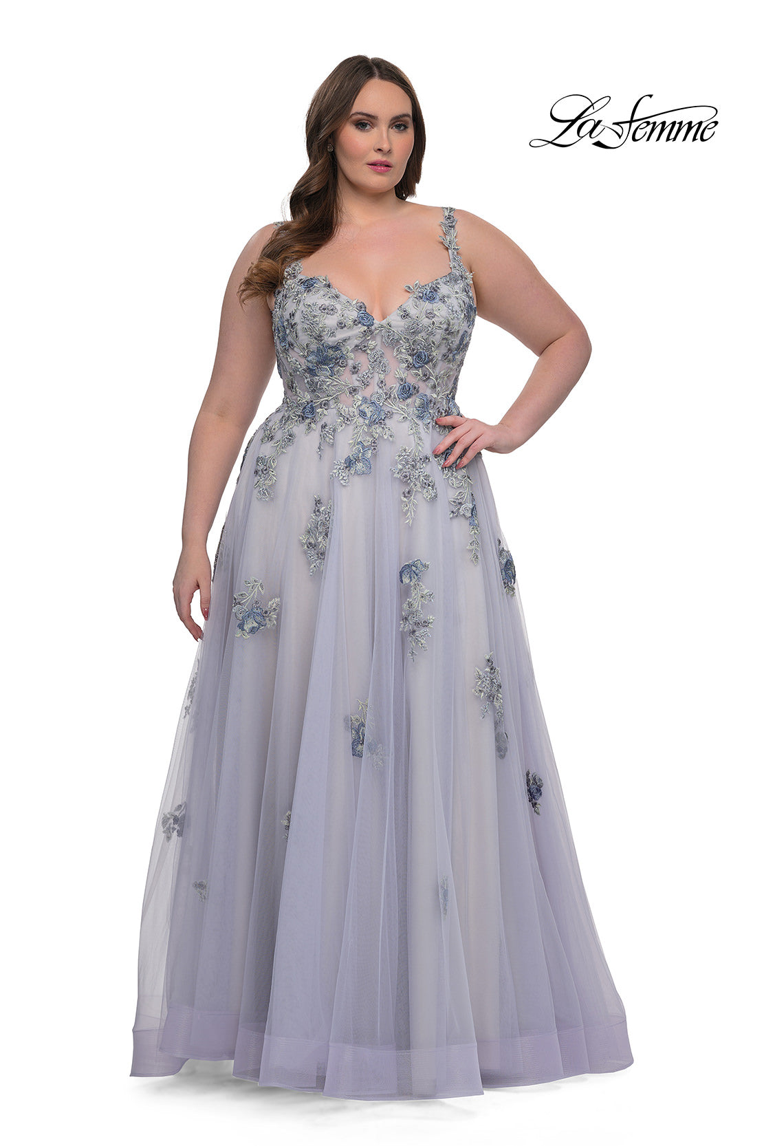 Picture of: Lavender A-Line Plus Size Prom Dress with Lace in Lavender , Style: 32412, Detail Picture 1