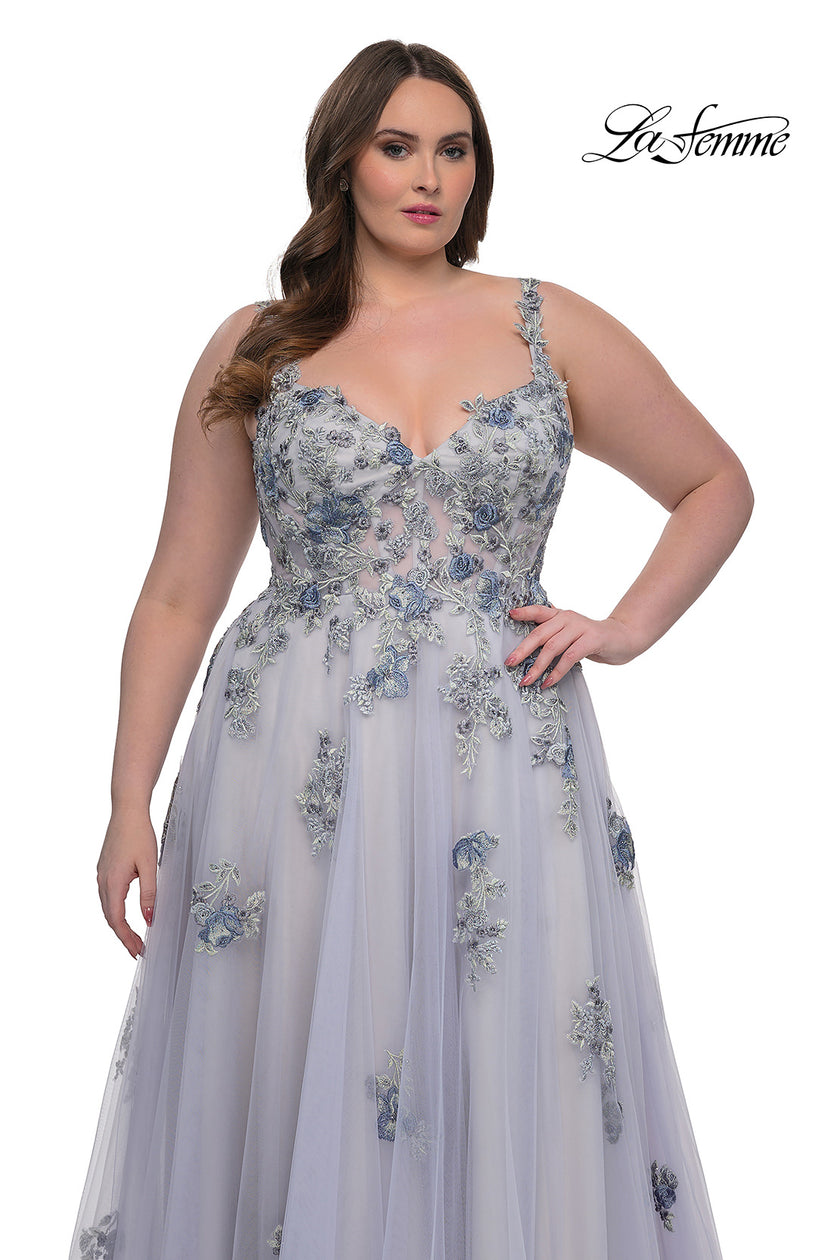 Picture of: Lavender A-Line Plus Size Prom Dress with Lace in Lavender , Style: 32412, Detail Picture 4