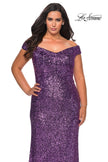 Picture of: Off The Shoulder Sequin Plus Size Prom Dress in Lavender, Style: 28795, Detail Picture 5