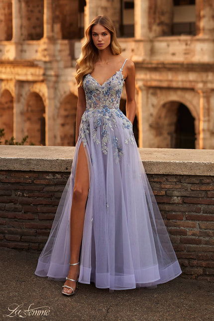 Picture of: Two Tone Lace Embellished Tulle Prom Dress in Lavender, Style: 32288, Main Picture