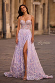 Picture of: Stunning Floral Tulle Gown with Corset Top and Slit in Lavender , Style 32695, Main Picture