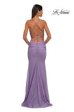 Picture of: Ruched Net Jersey Gown with Square Neckline in Lavender, Style: 33086, Detail Picture 8