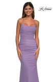 Picture of: Ruched Net Jersey Gown with Square Neckline in Lavender, Style: 33086, Detail Picture 11