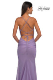 Picture of: Ruched Net Jersey Gown with Square Neckline in Lavender, Style: 33086, Detail Picture 12