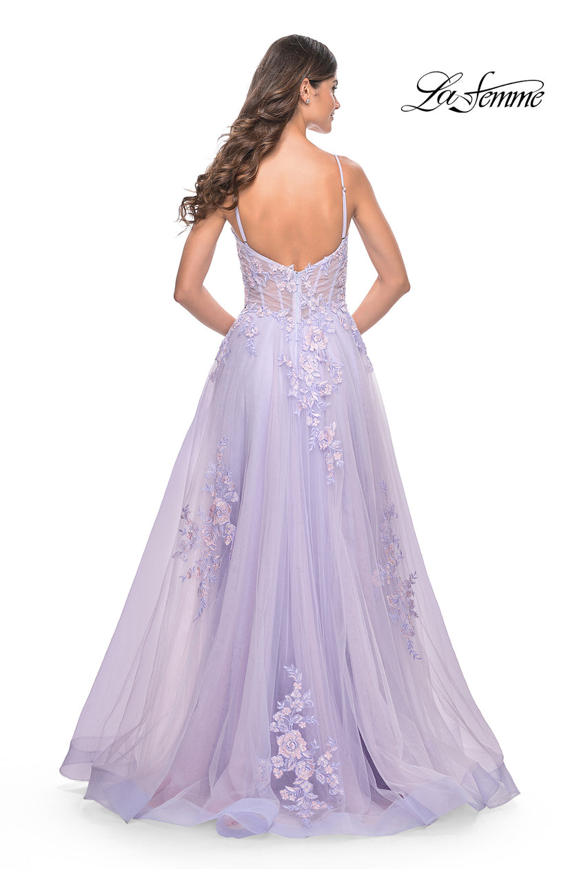 Picture of: A-Line Tulle Prom Dress with Scattered Lace Applique in Lavender, Style: 31939, Detail Picture 13