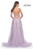 Picture of: Two Tone Tulle A-Line Prom Dress with Floral Beaded Detail in Lavender, Style: 32090, Back Picture