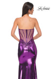 Picture of: Pretty Metallic Jersey Ruched Dress with Sweetheart Neckline in Lavender , Style 32806, Detail Picture 18