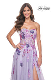 Picture of: Strapless A-Line Gown with Multi Color Sequin Lace Detail in Lavender, Style: 32156, Detail Picture 2