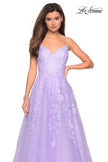 Picture of: Floral Embellished A-Line Tulle Prom Dress in Lavender, Style: 27819, Detail Picture 3