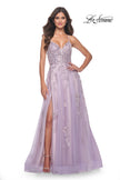 Picture of: Two Tone Tulle A-Line Prom Dress with Floral Beaded Detail in Lavender, Style: 32090, Detail Picture 4