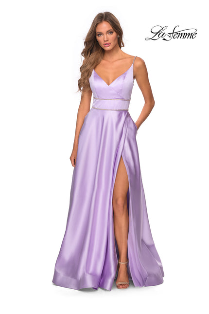 Picture of: A-line Gown with Double Rhinestone Belt Detail in Lavender, Style: 28385, Detail Picture 5