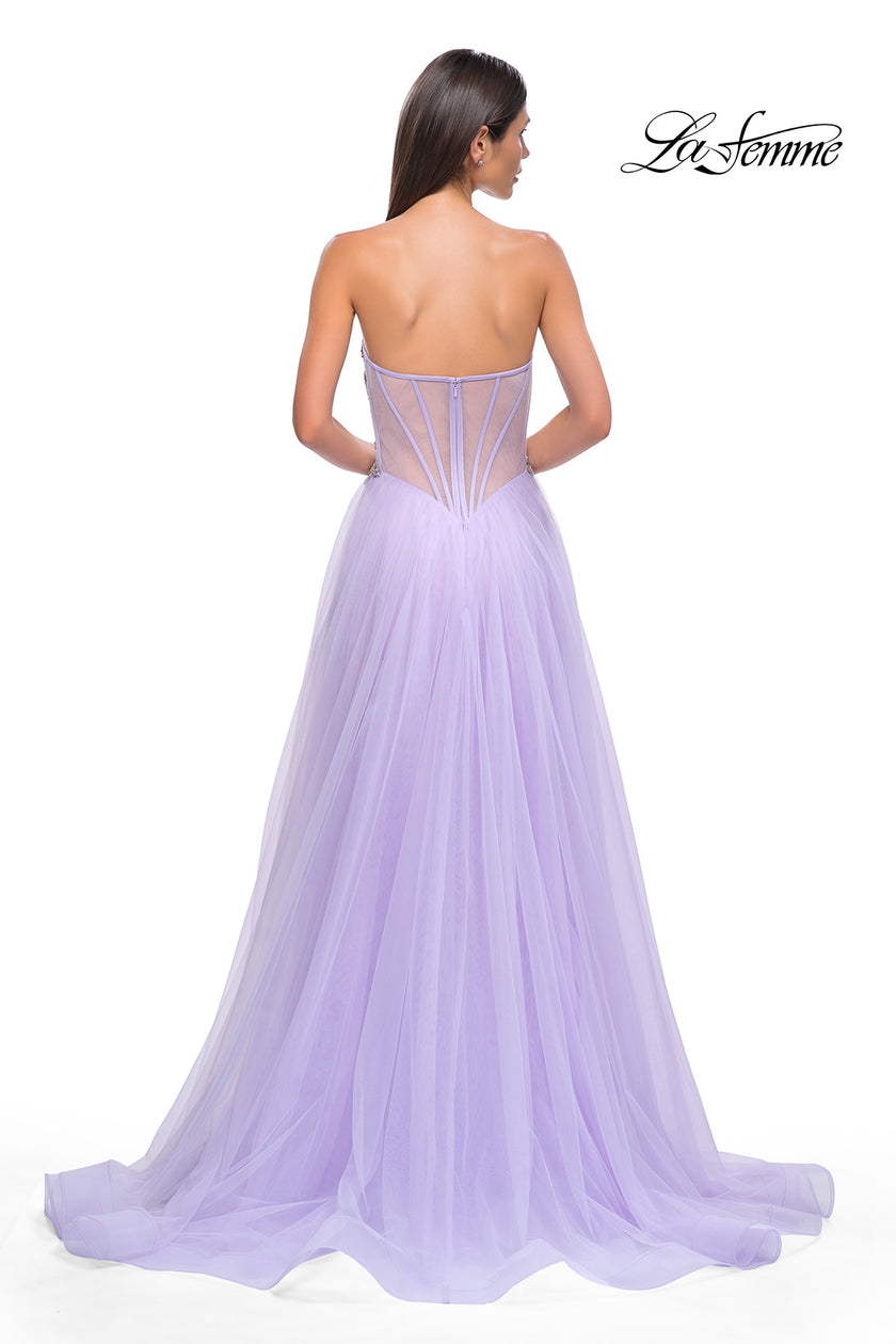 Picture of: Tulle A-line Prom Dress with Beautiful Rhinestone Side Detail in Lavender , Style 32767, Detail Picture 6