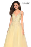 Picture of: A-Line Prom Dress with Rhinestones and Deep V Back in Lemon, Style: 27688, Detail Picture 8