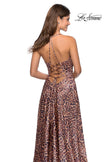 Picture of: Leopard Print A-line Prom Gown with Tie Up Back in Leopard, Style: 28923, Back Picture