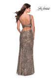 Picture of: Sequin Leopard Print Dress with Criss Cross Neck in Leopard, Style: 28672, Detail Picture 2
