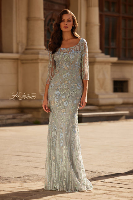 Picture of: Long Mother of the Bride Dress with Colorful Lace Design in Light Blue, Style: 32463, Main Picture