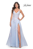 Picture of: A-Line Tulle Prom Dress with Scattered Lace Applique in Light Blue, Style: 31939, Main Picture
