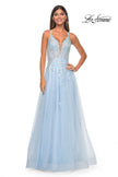 Picture of: A-Line Tulle Dress with Rhinestone Embellished Lace Applique in Light Colors in Light Blue, Style: 32438, Detail Picture 9